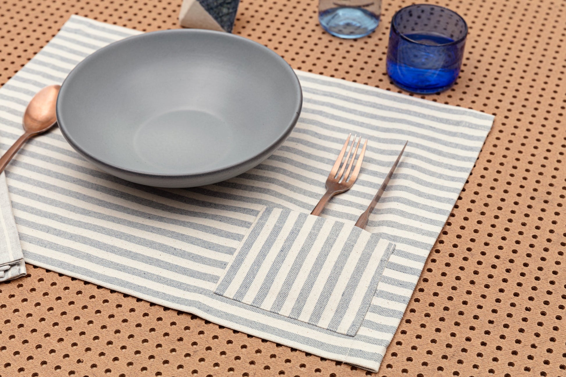 Denim Cotton Placemats with Pocket Set of 4