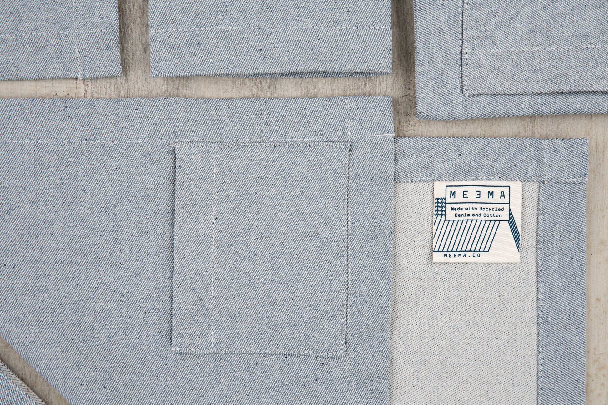 Denim Cotton Placemats with Pocket Set of 4