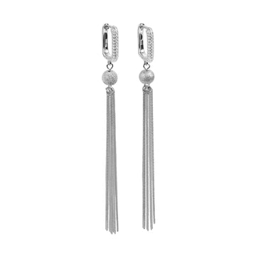 Metropolitan Glow Tassel Earrings – Silver or Rose Gold by MyaMoon at www.brixbailey.com