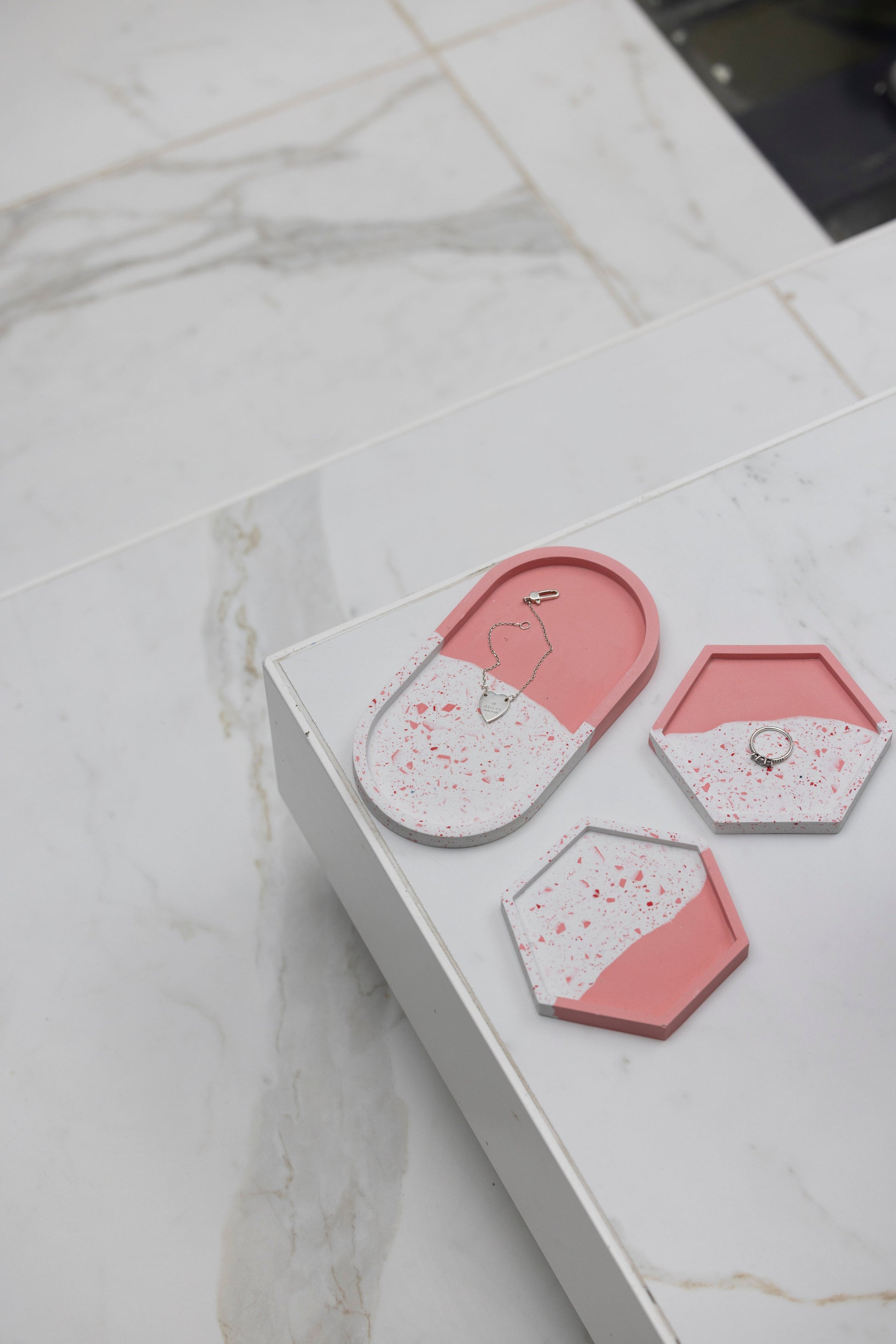 4 Piece Trinket Set - Pink Split