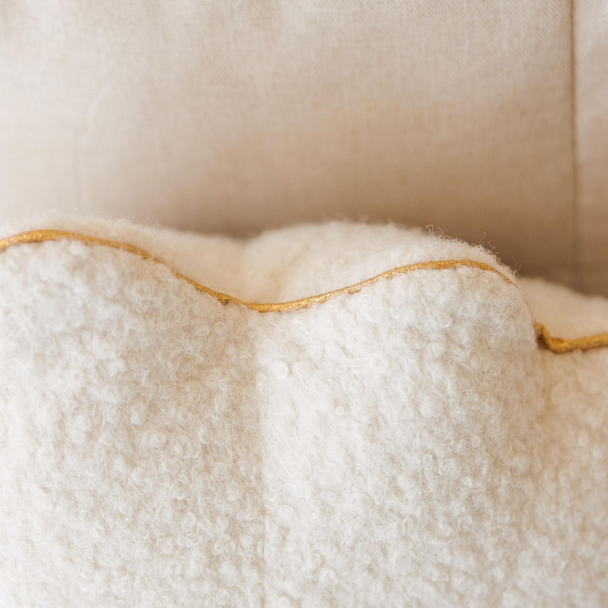 Ecru Boucle Starfish Cushion with Golden Trim