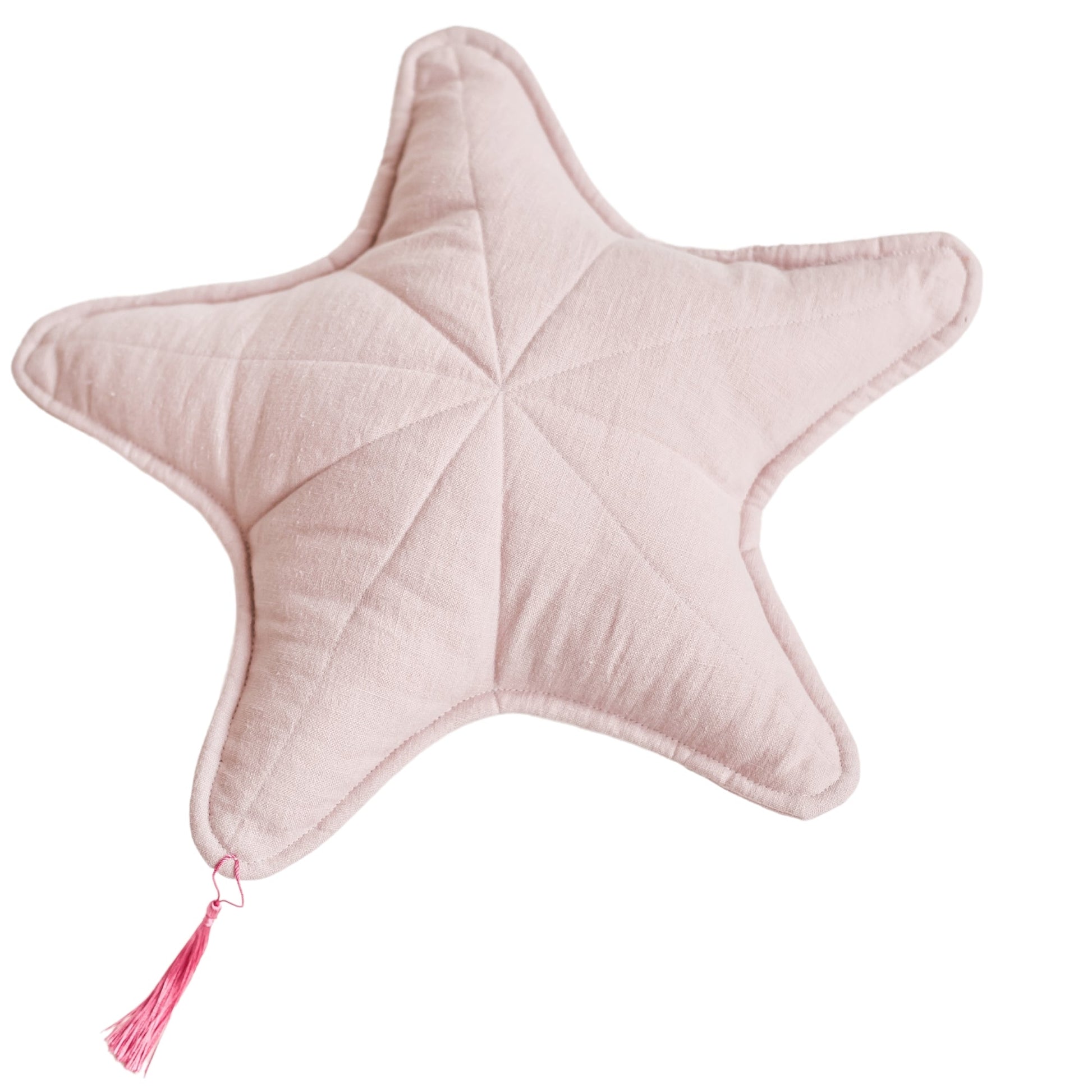 Linen Sea Star Pillow in Pink for Coastal Decor