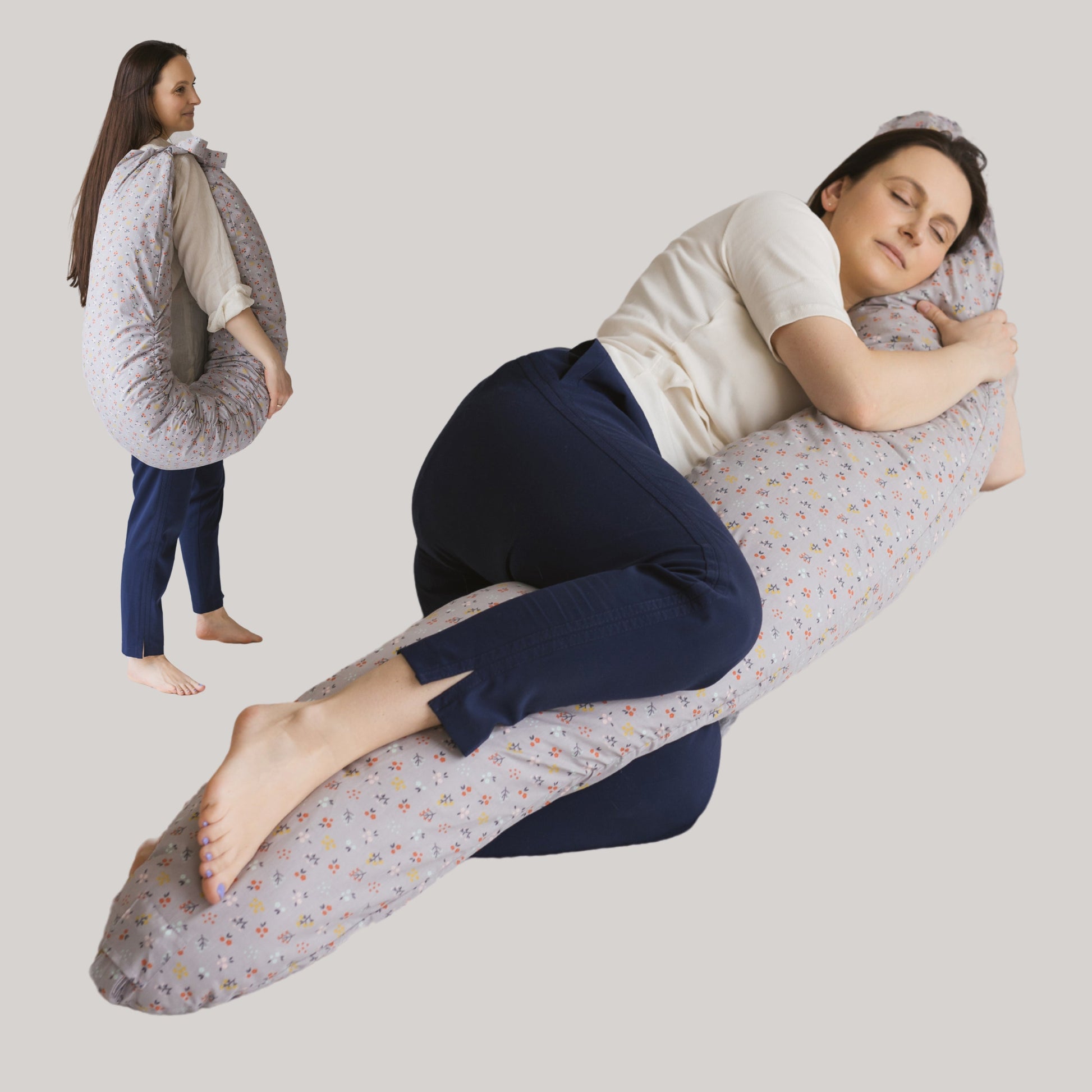 C-Shape Nursing and Pregnancy Pillow with Organic Cotton Cover