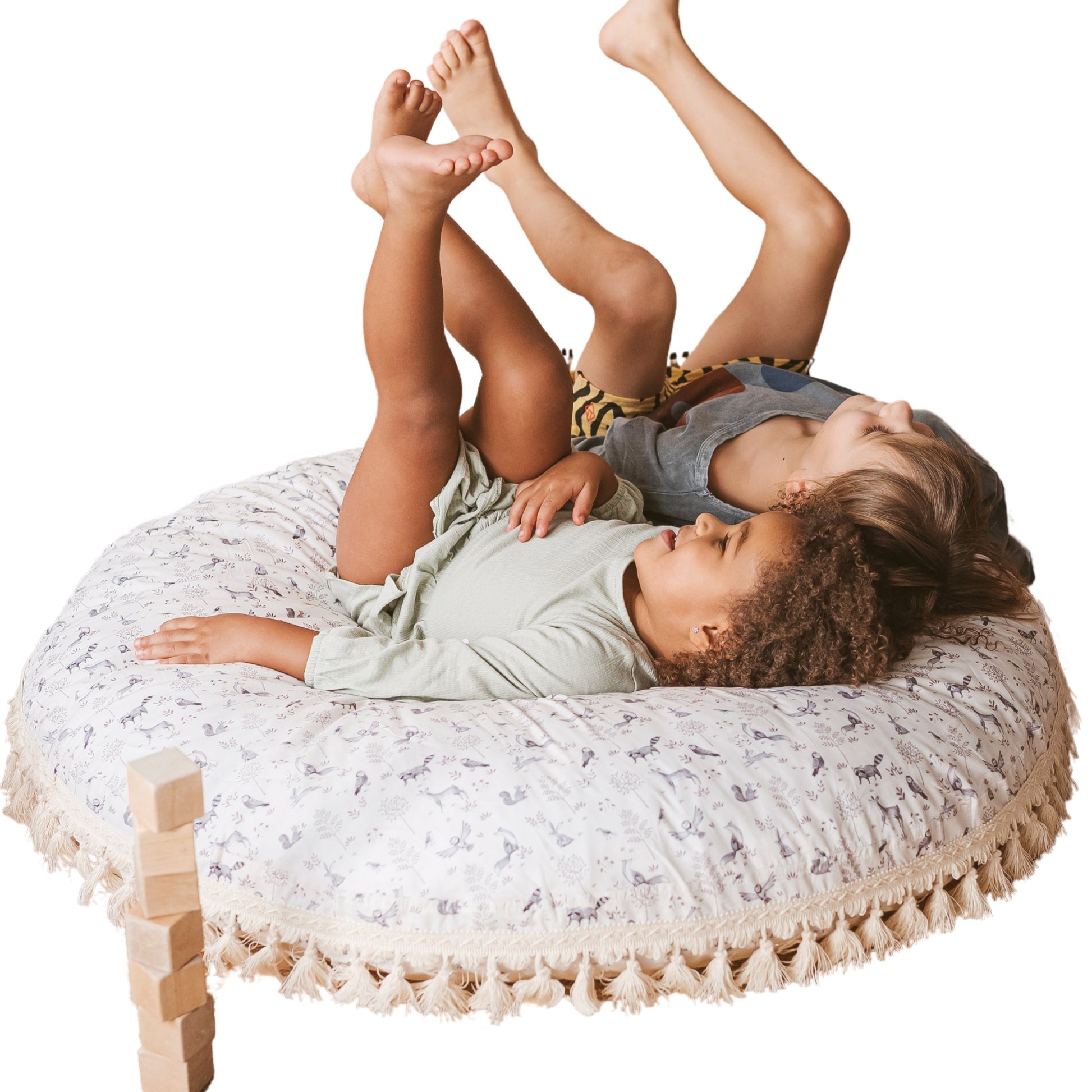 Large Kids Floor Cushion in Forest Animal Pattern