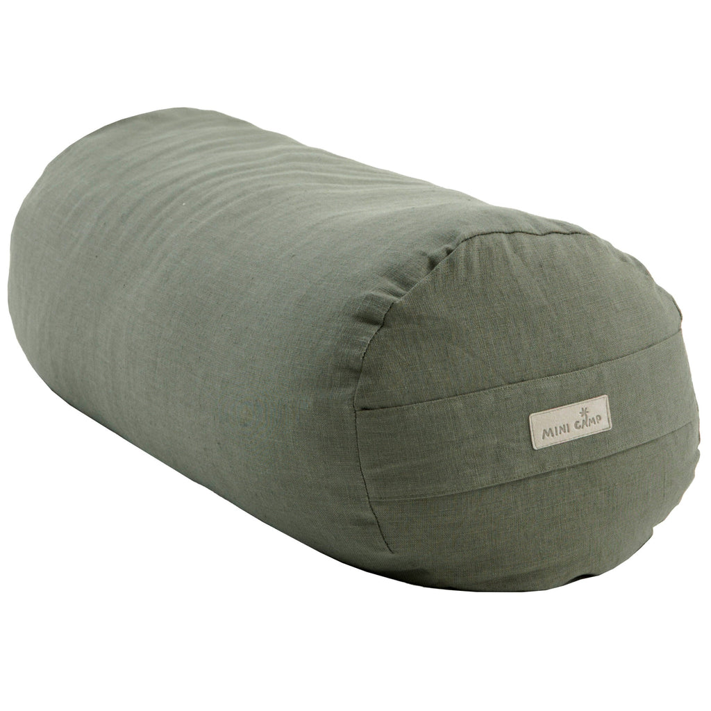 Yoga Bolster Meditation Cushion in Forest Green Linen