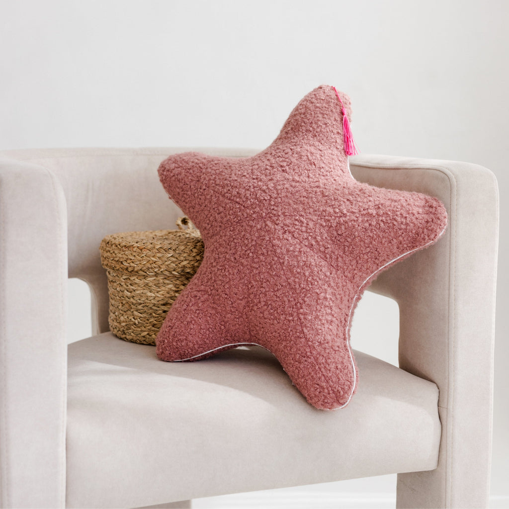 Rose Boucle Starfish Cushion with Metallic Trim