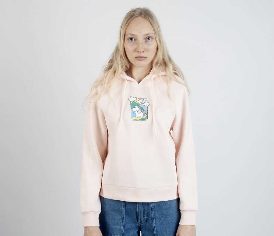 Moomin Ladies Cotton-Polyester Hoodie – Light Pink by Nordicbuddies by Moomin by NordicBuddies at www.brixbailey.com