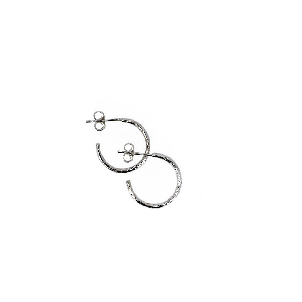 Mini Textured Sterling Silver Hoops