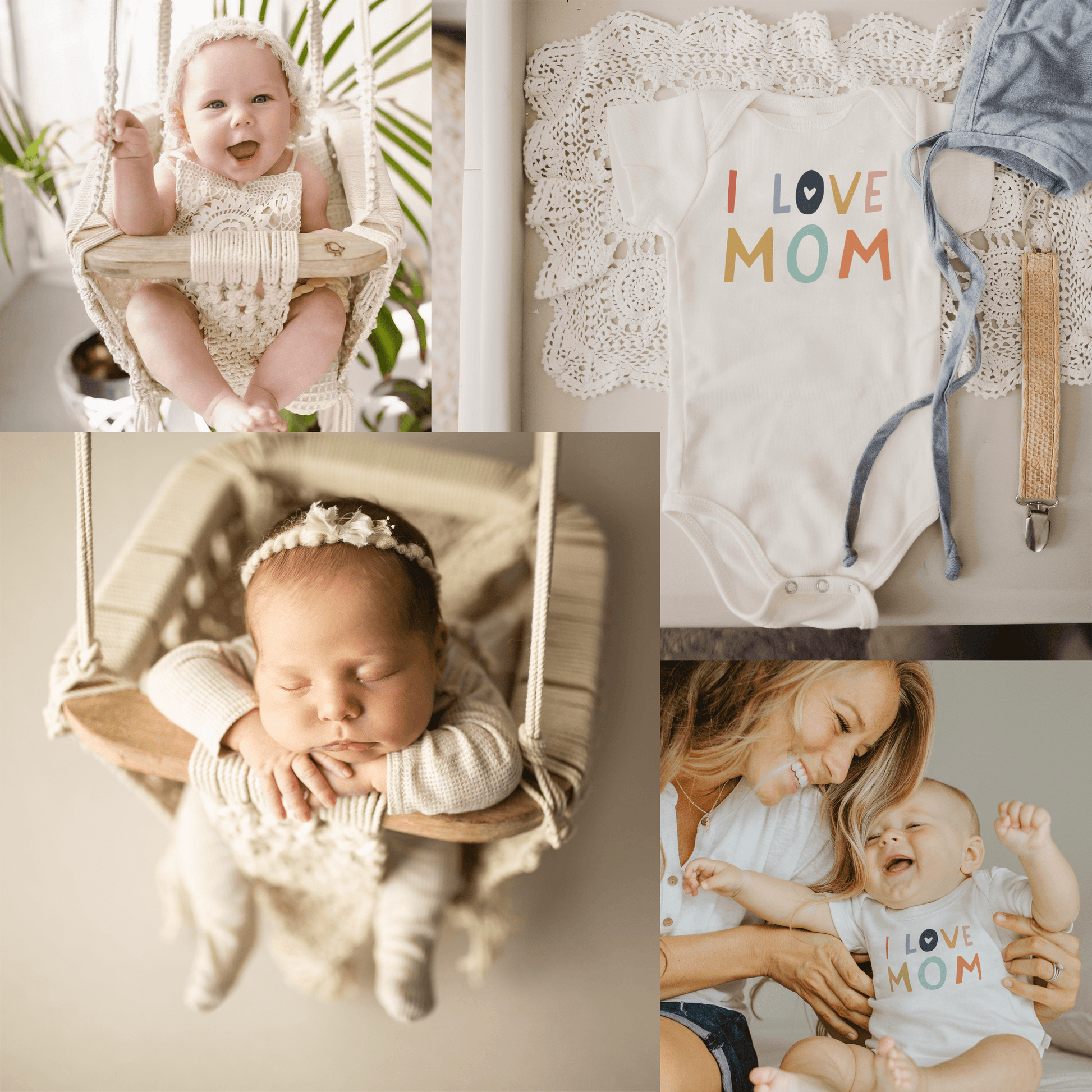 Macrame Swing and Love Mom Bodysuit Bundle