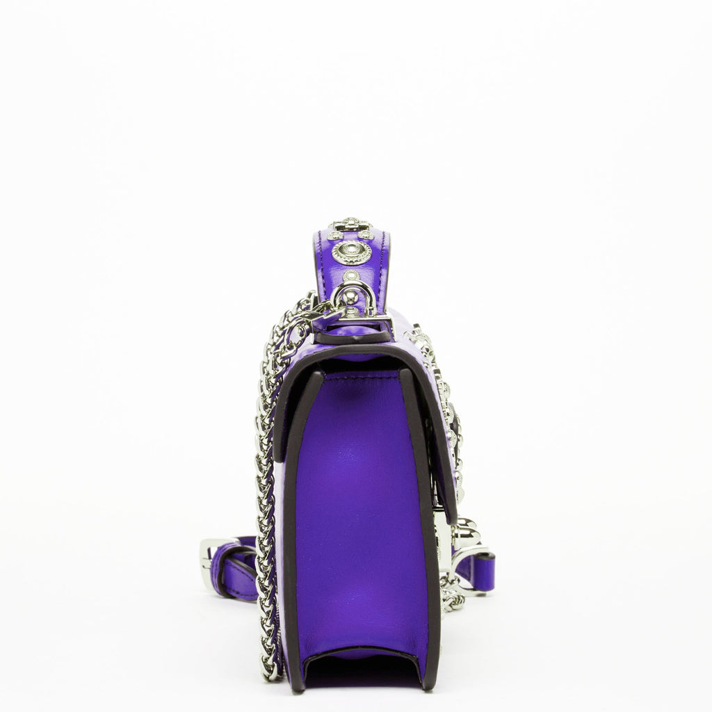 Royal Blue Studded Leather Crossbody Bag