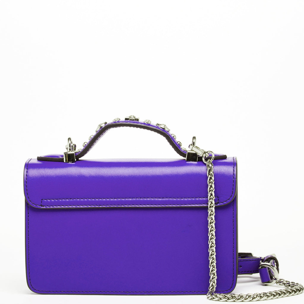 Royal Blue Studded Leather Crossbody Bag