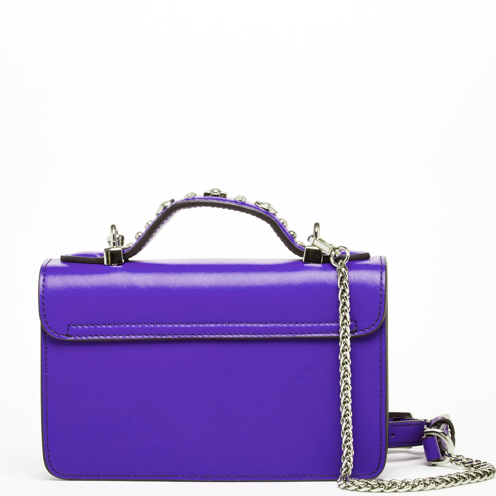 Royal Blue Studded Leather Crossbody Bag