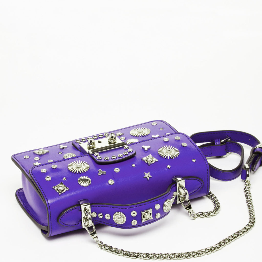 Royal Blue Studded Leather Crossbody Bag