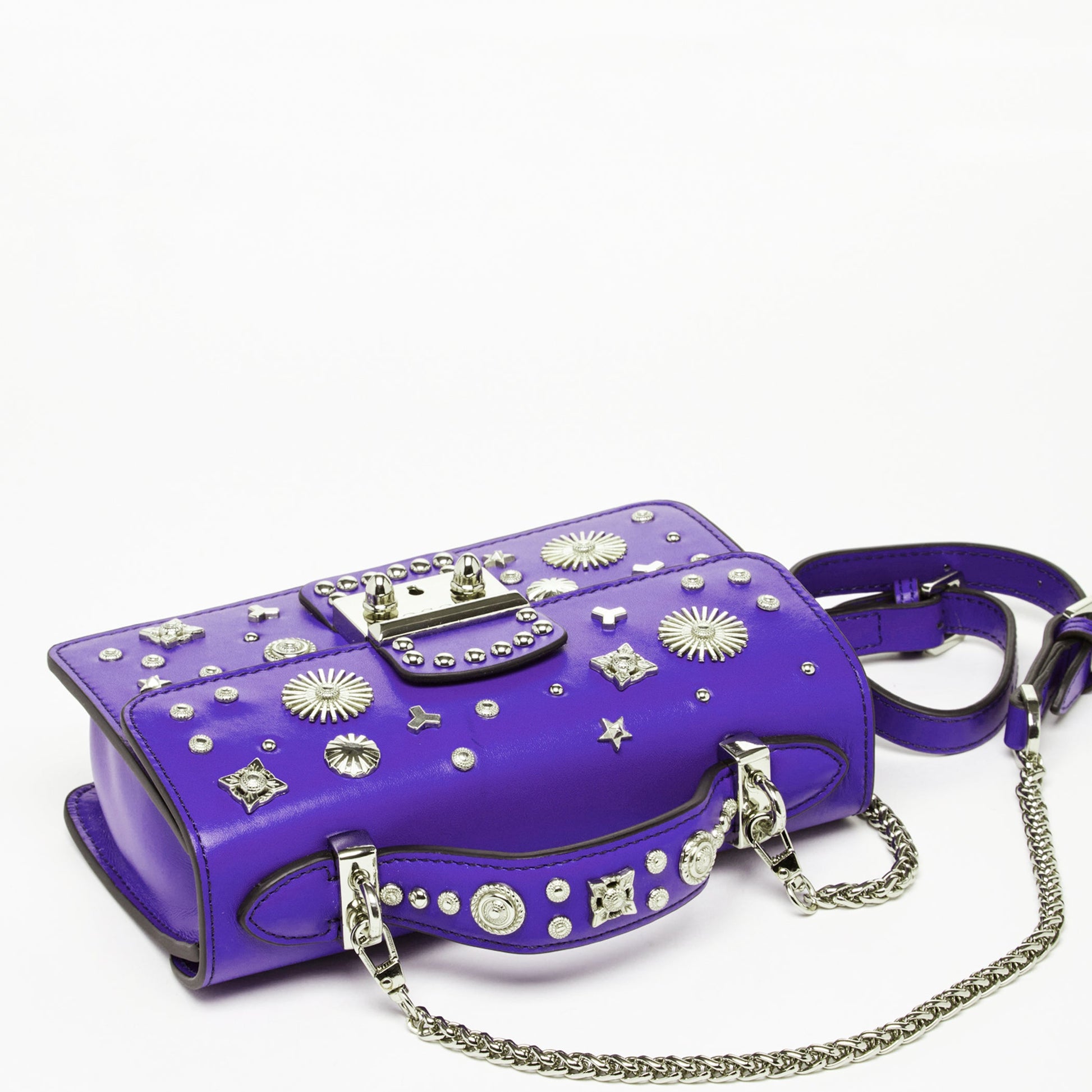 Royal Blue Studded Leather Crossbody Bag