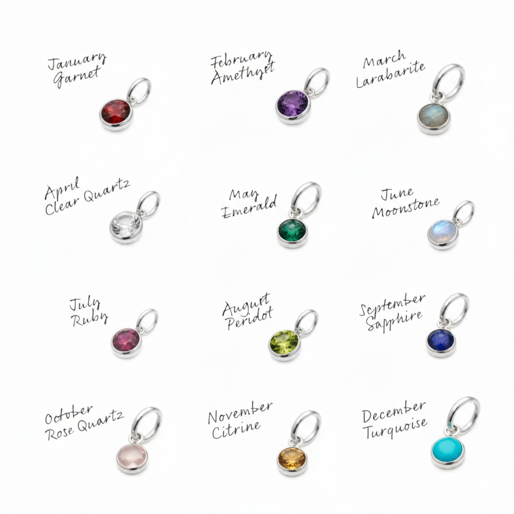 July Birthstone Initial Letter Charm Bracelet