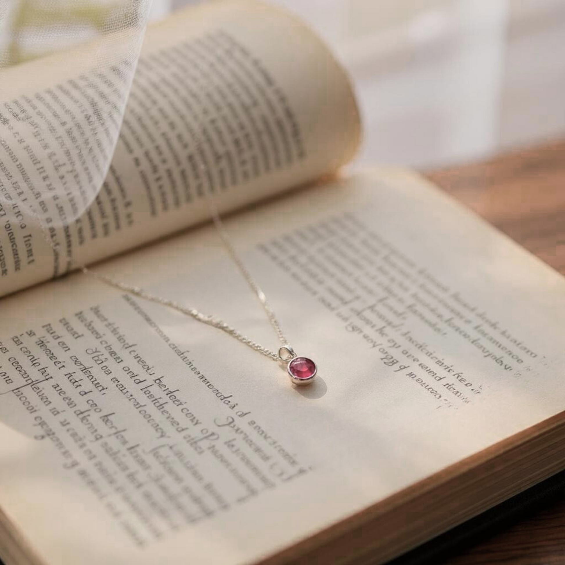 Ruby July Birthstone Necklace in Sterling Silver