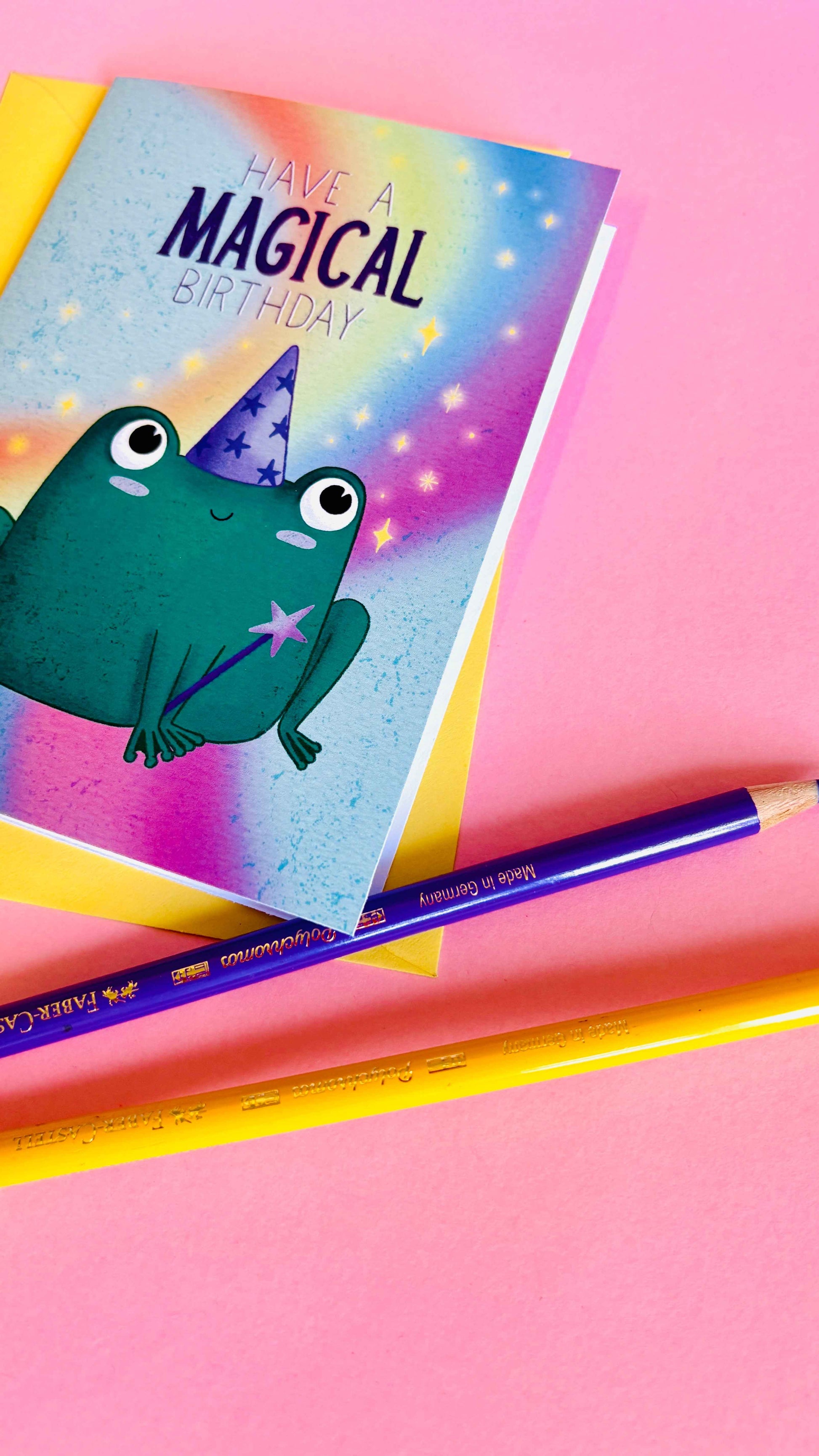 Magical Birthday Frog Handmade Cute, Rainbow Birthday Card