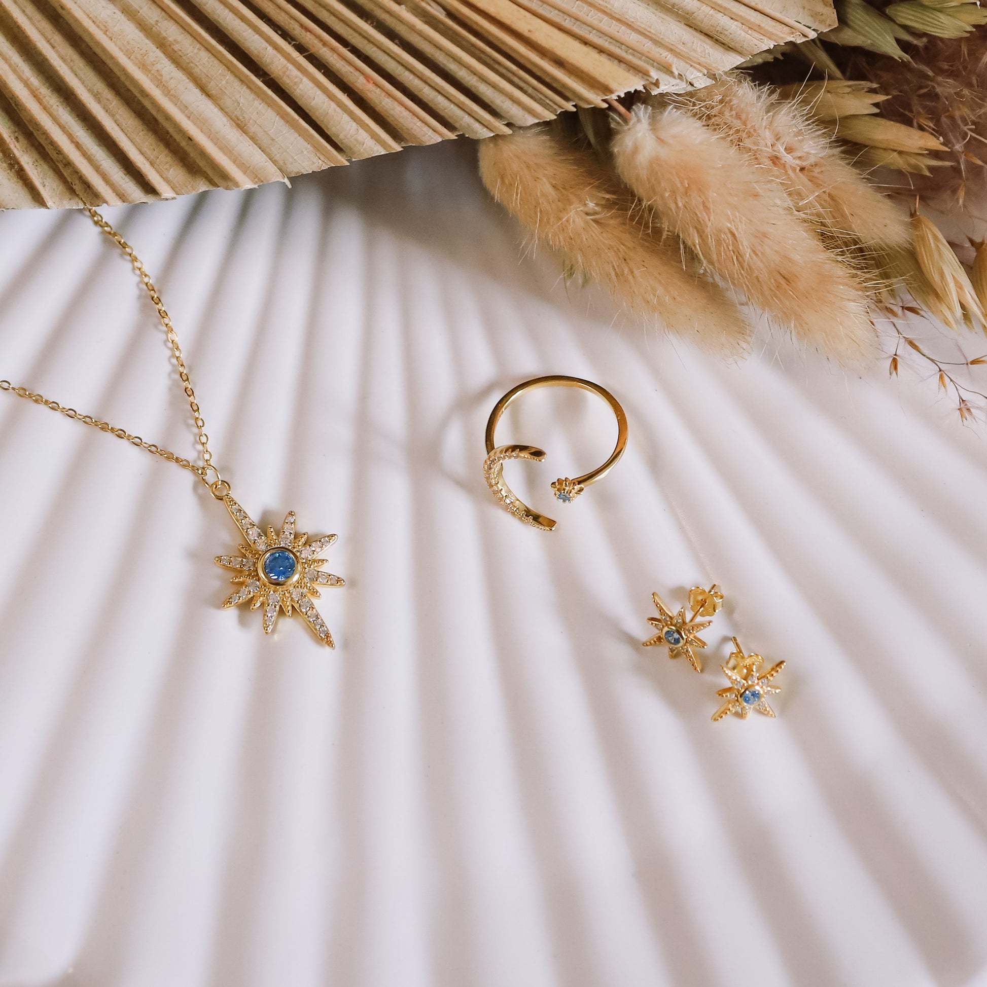 Ursa Birthstone Star Stud Earrings | 18K Gold Plated