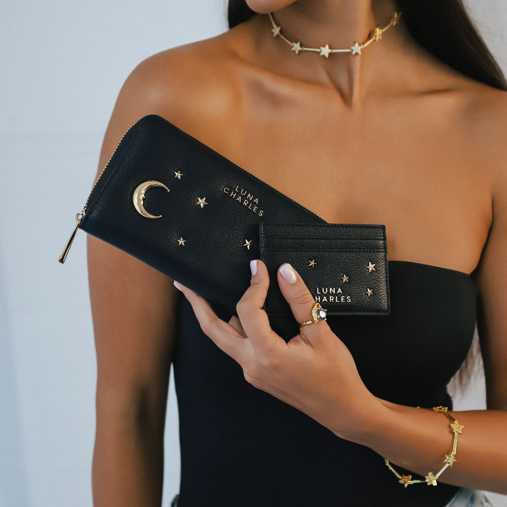 Skye Star Studded Purse - Black & Gold