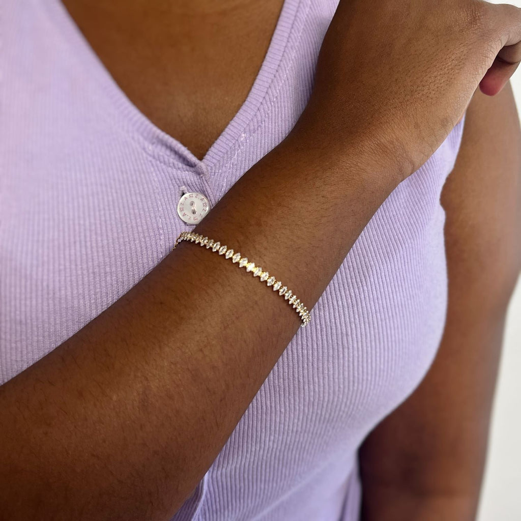 Marquise Crystal Tennis Bracelet in Gold Filled