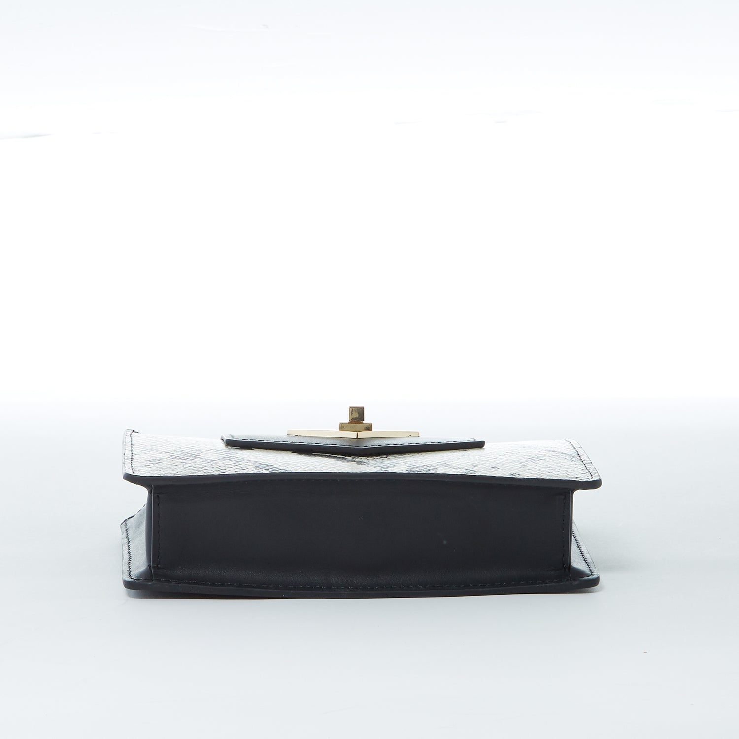 Mini Snakeskin Crossbody Bag Black Leather Wristlet