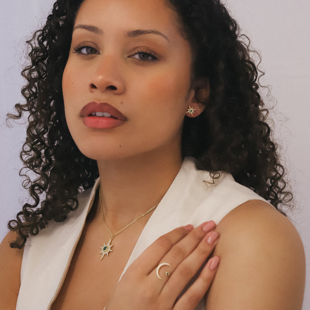 Ursa Birthstone Star Stud Earrings | 18K Gold Plated