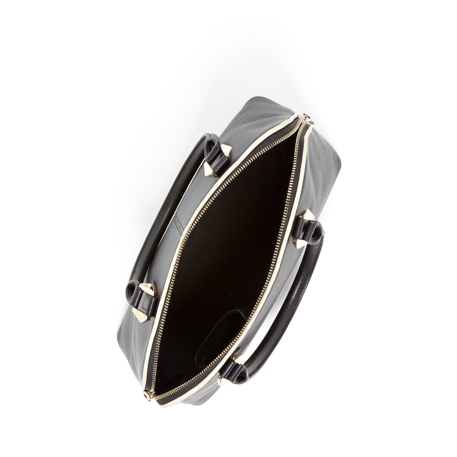 Black Saffiano Leather Satchel Bag with Crossbody Strap