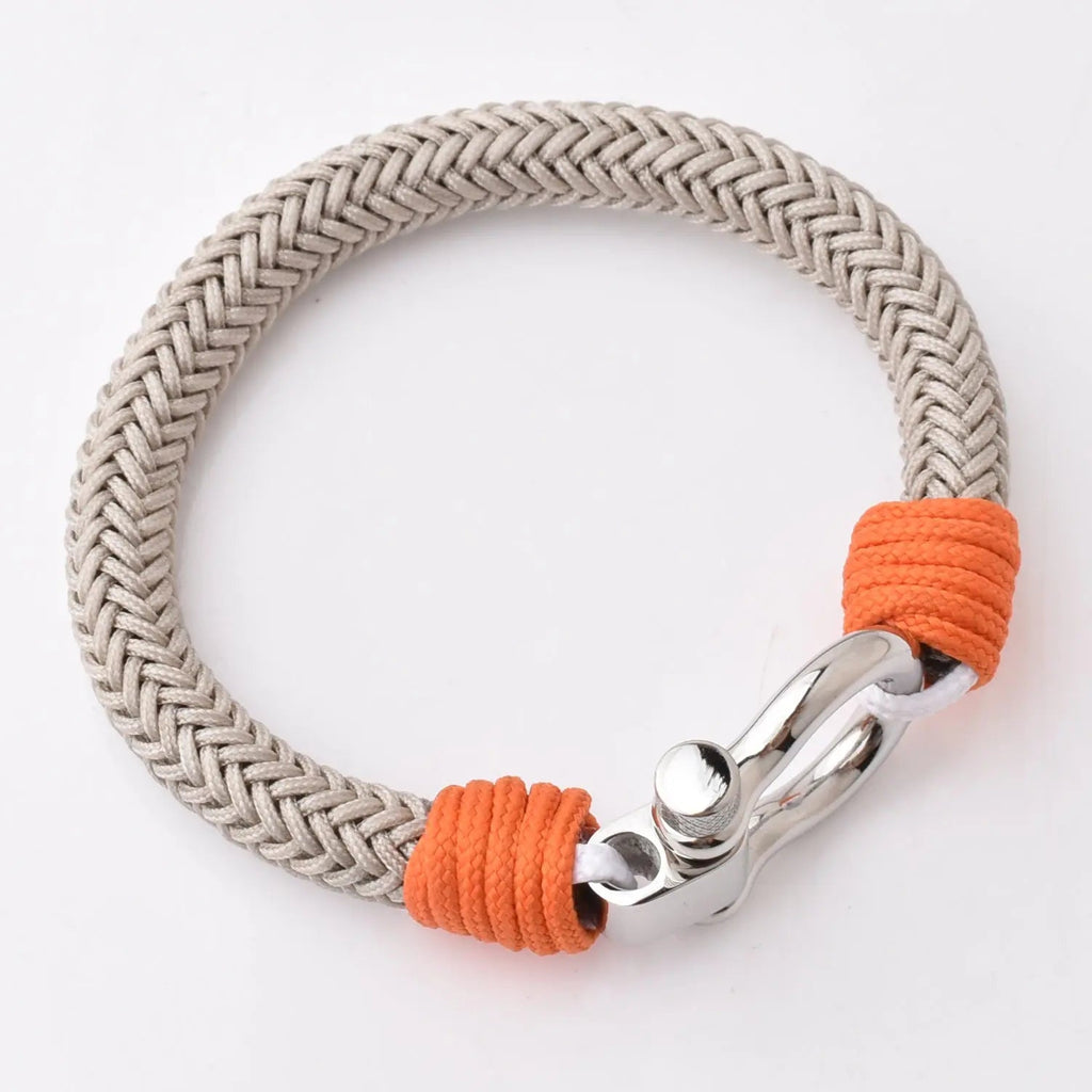 Men's Grey Nylon Stainless Steel Screw Shackles Bracelet
