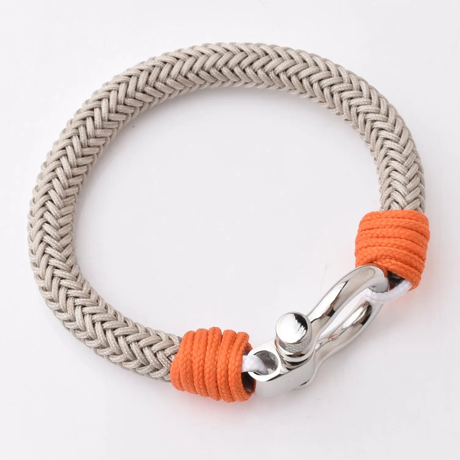 Men's Grey Nylon Stainless Steel Screw Shackles Bracelet