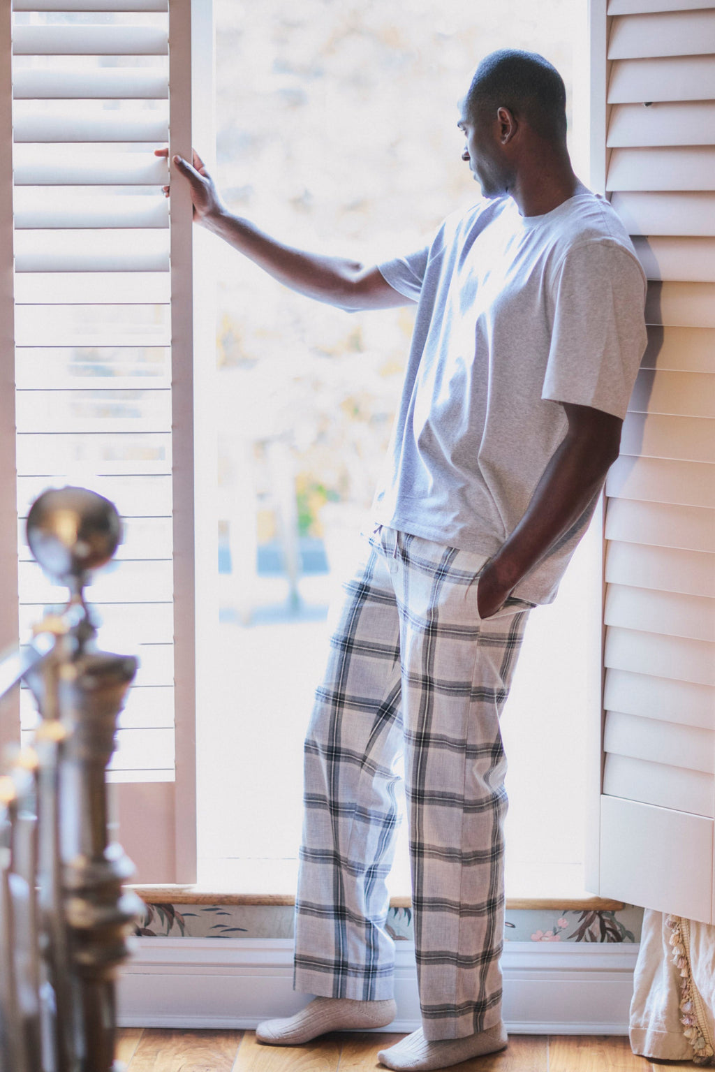 Men's Grey Marl Cotton Modal Short Sleeve Pyjama Set