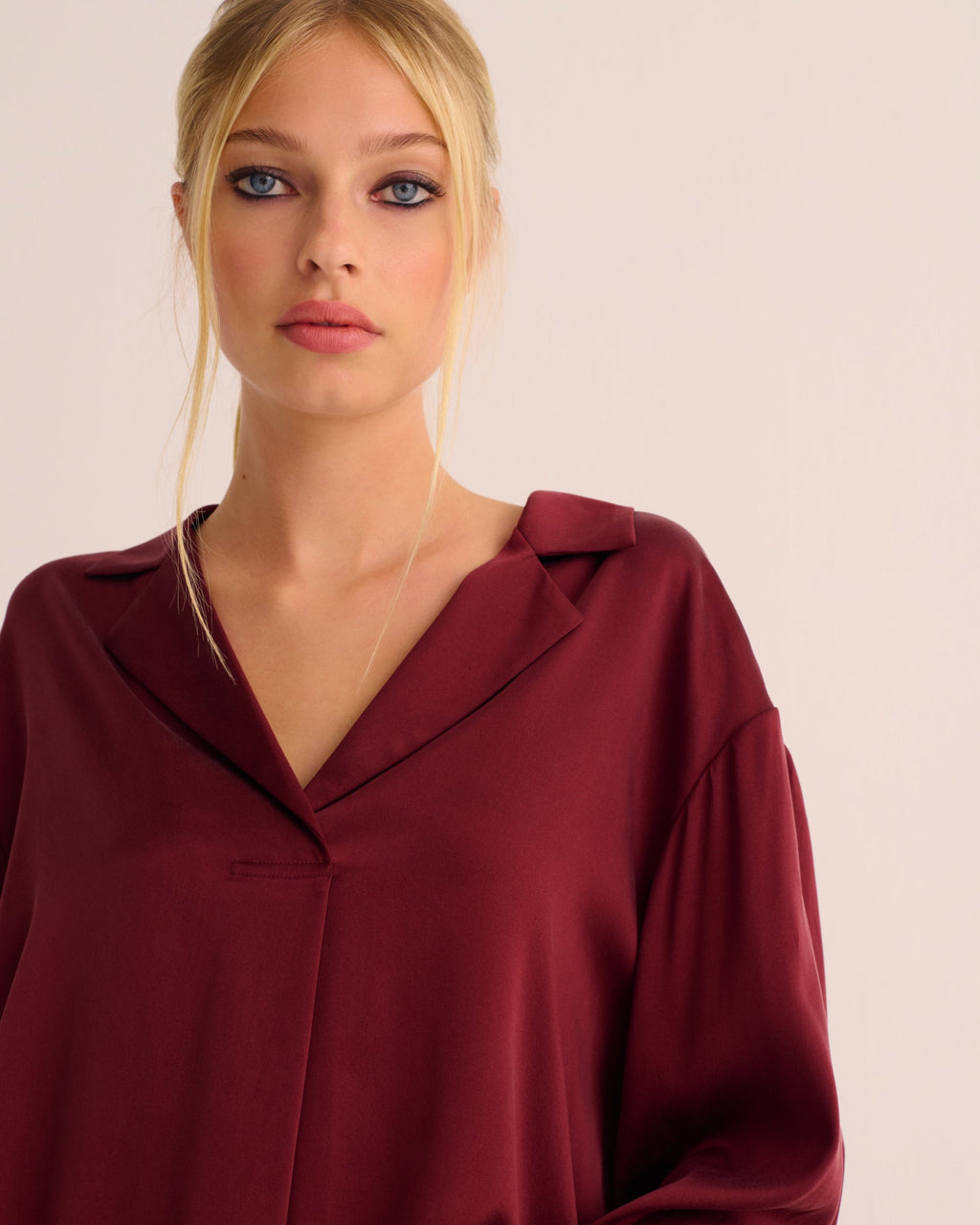 Merlot Organic Stretch Silk Retro Shirt and Bottoms Set