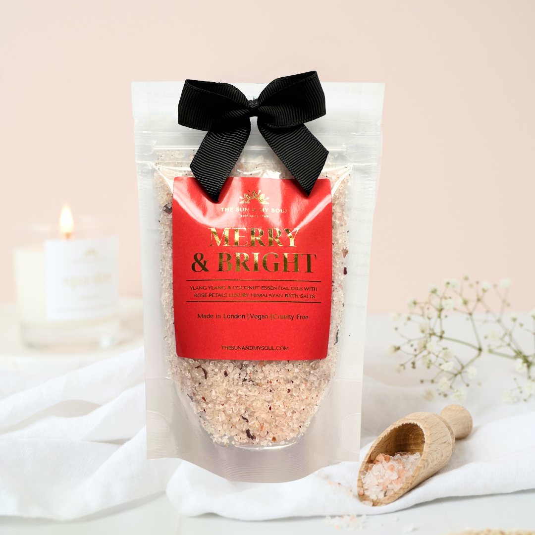Merry and Bright Christmas Soak Luxury Himalayan Bath Salts Rose and Ylang Ylang