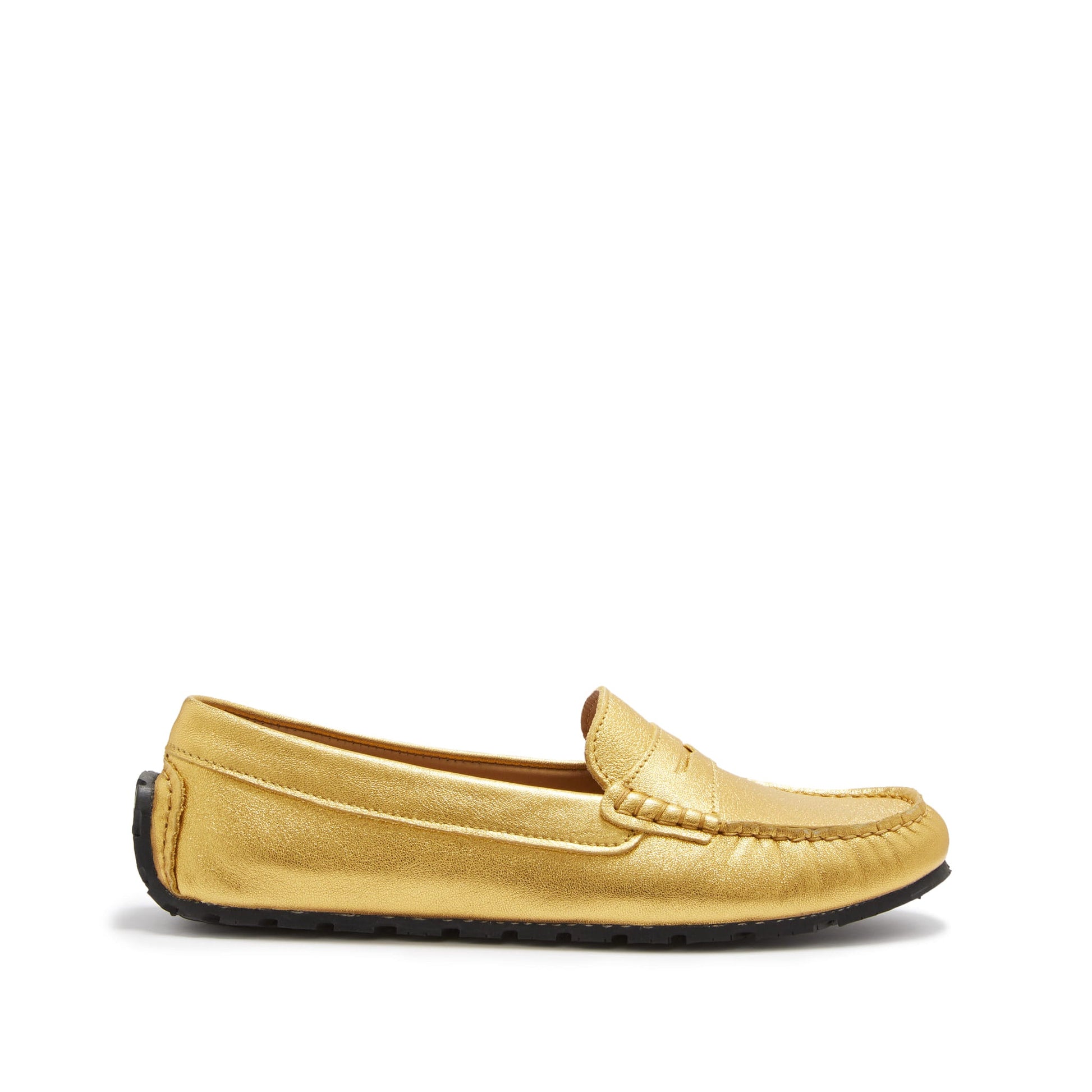 Women's Yellow Gold Leather Penny Loafers