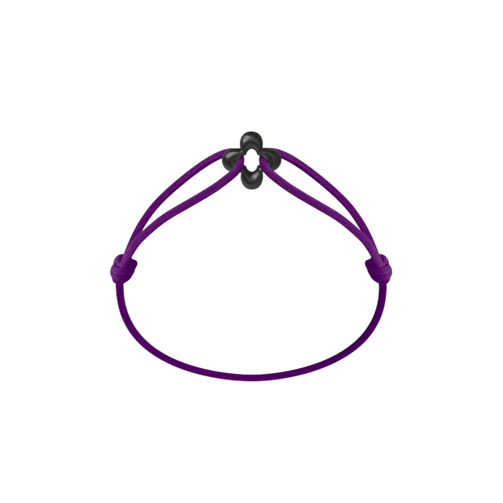 Mini Black Clover Onyx Cord Bracelet