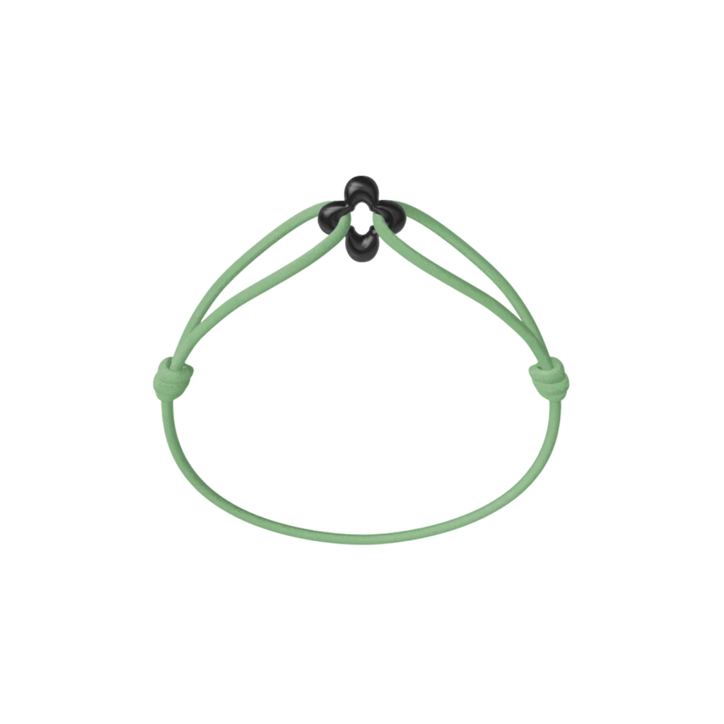 Mini Black Clover Onyx Cord Bracelet