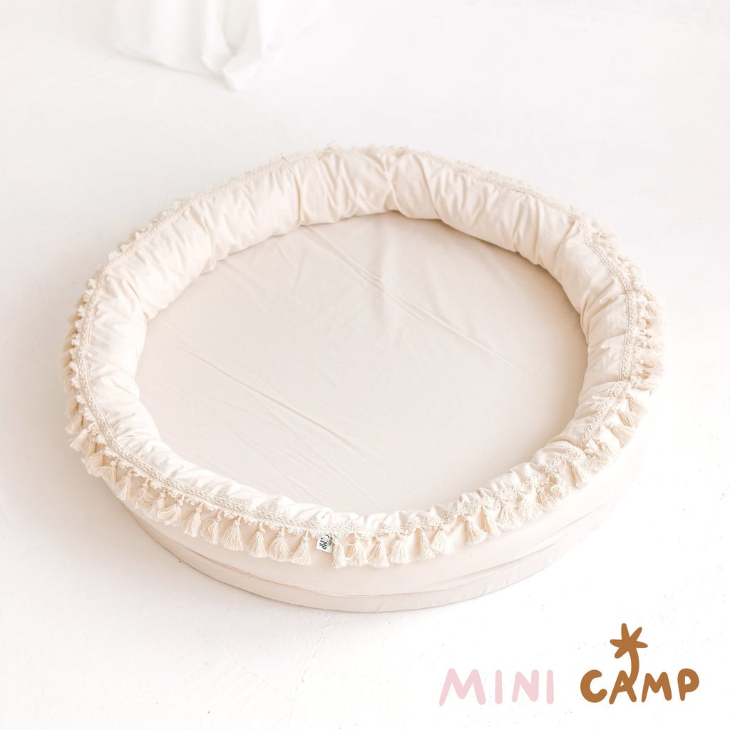 Large Round Nest Play Mat and Kids Lounger in Ecru