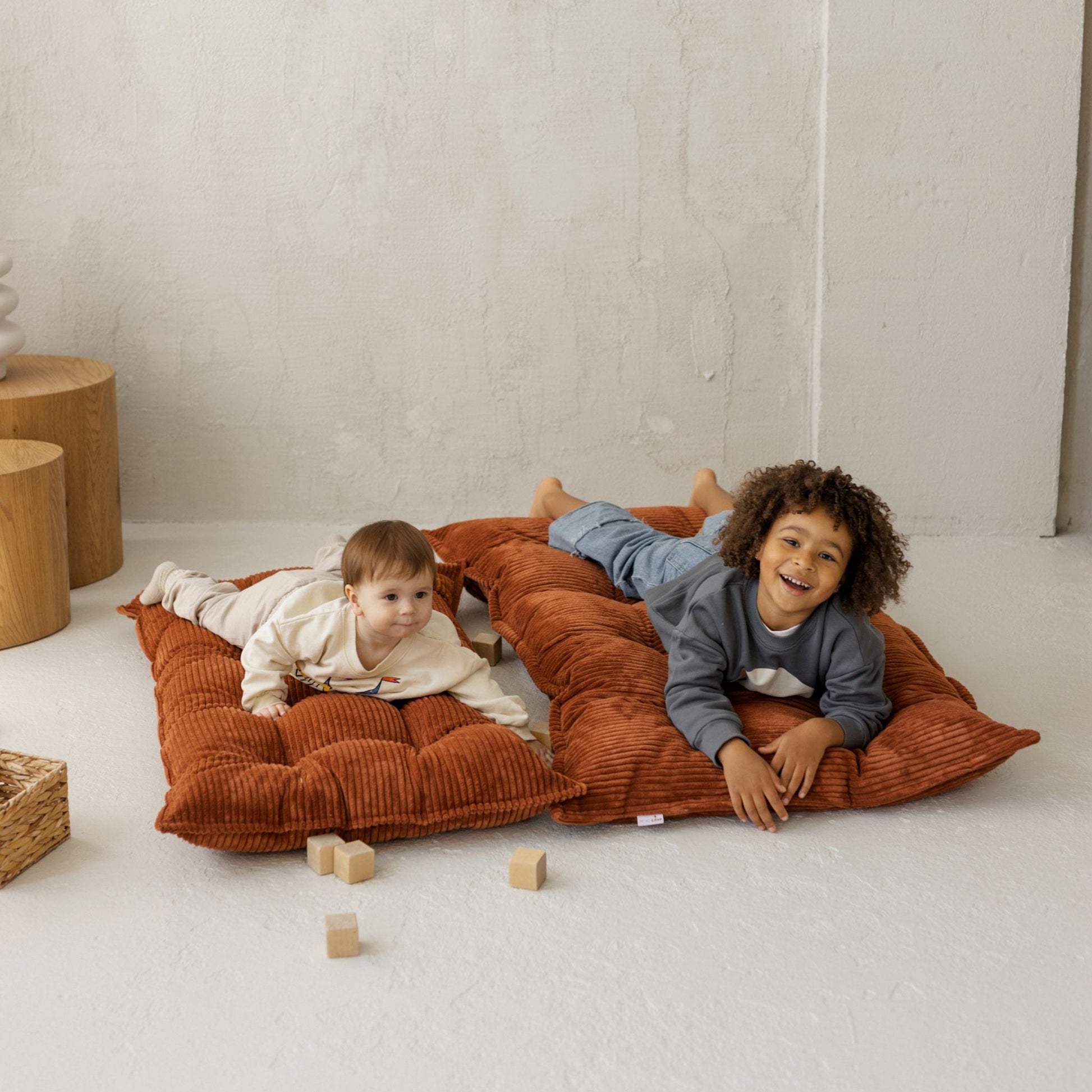 Tufted Corduroy Floor Cushion in Terracotta