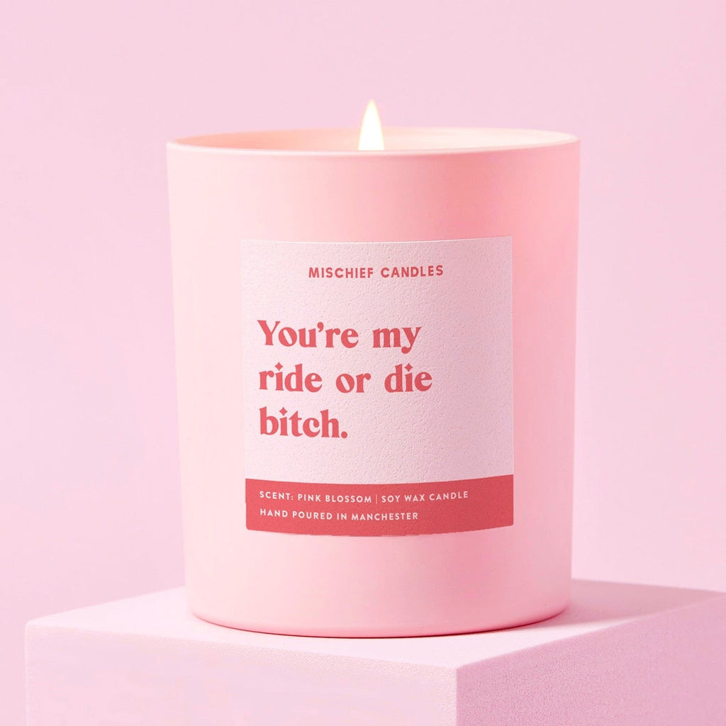 Ride or Die Bitch Friendship Gift For Her Funny Candle