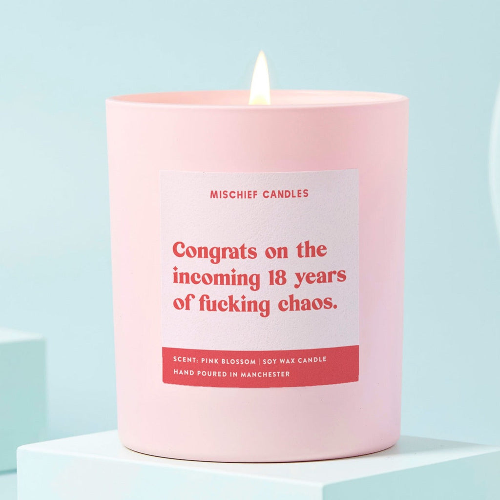 New Baby Funny Baby Shower Gift Candle 18 Years of Chaos