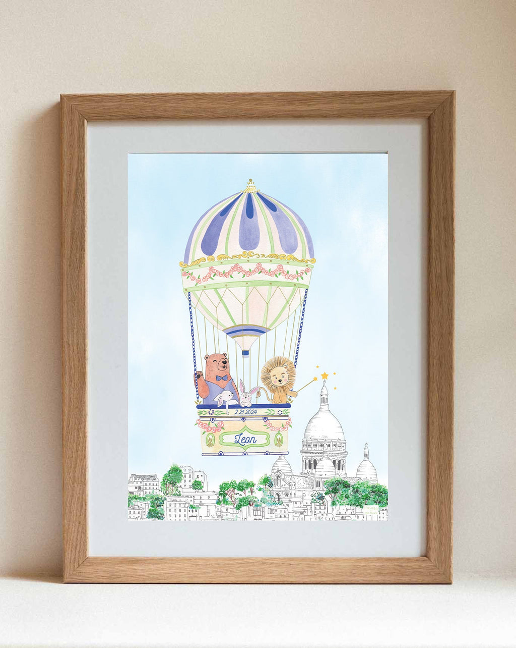 Personalised Hot Air Balloon of Montmartre for Boys