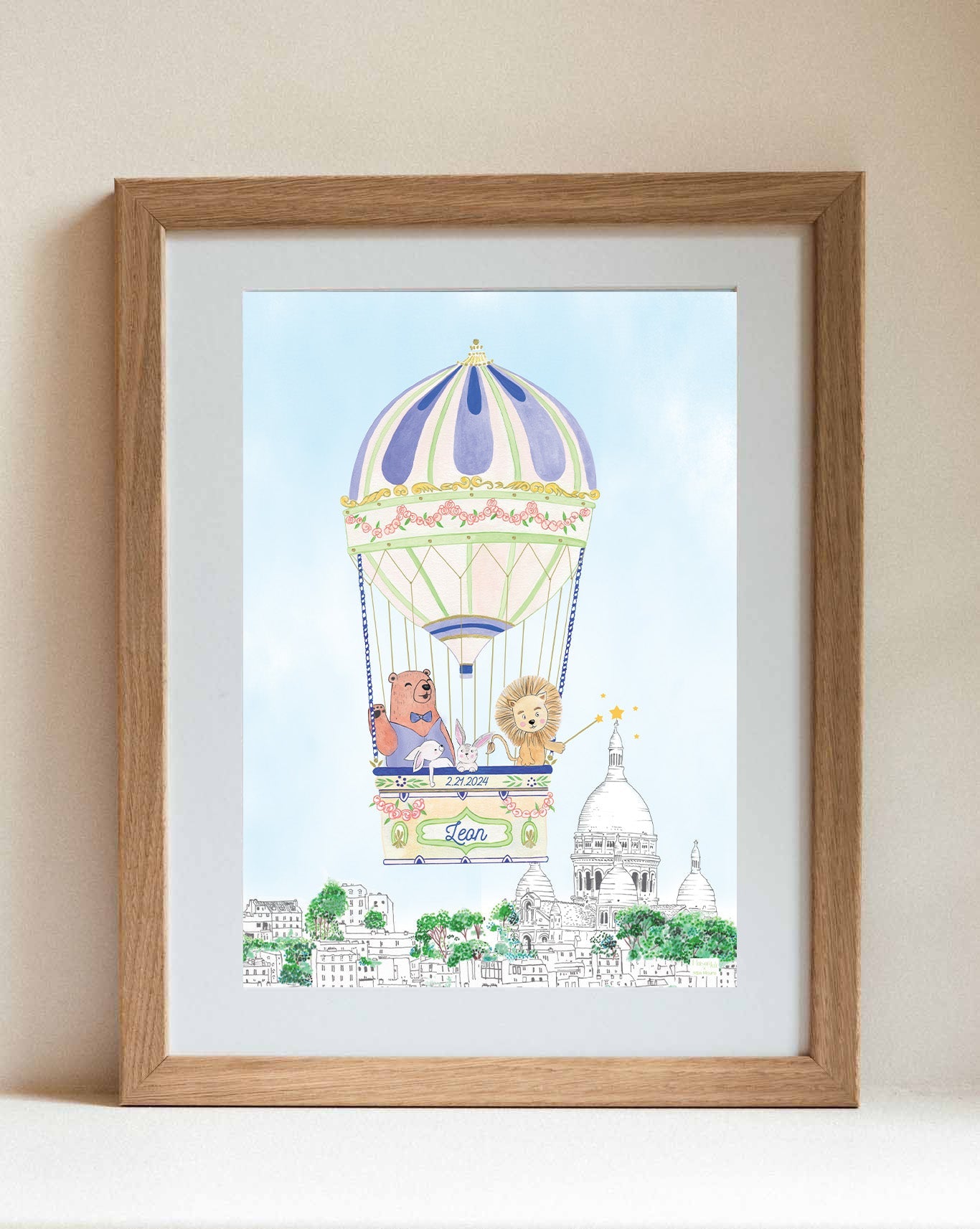 Personalised Hot Air Balloon of Montmartre for Boys