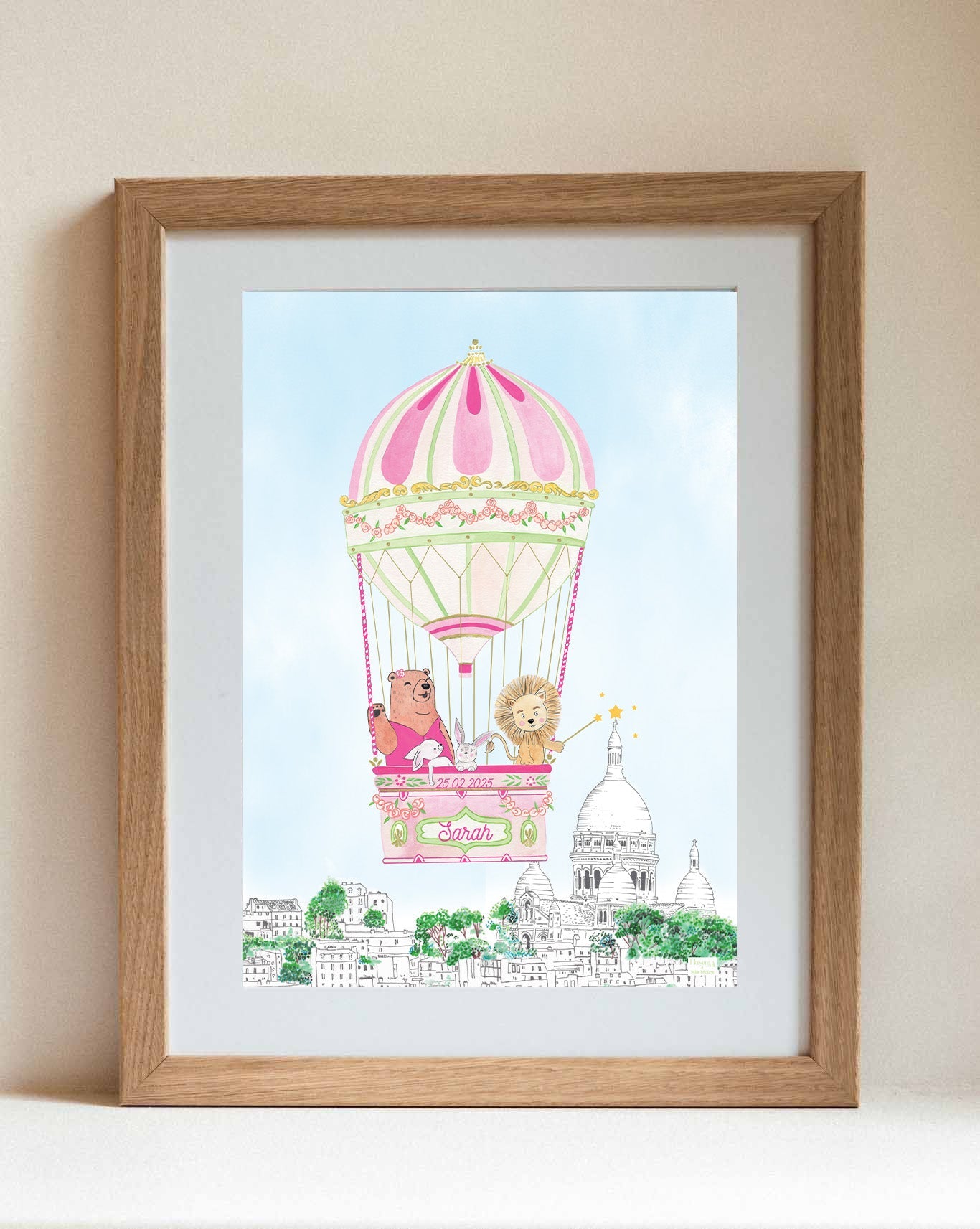 Personalised Hot Air Balloon of Montmartre for Girls
