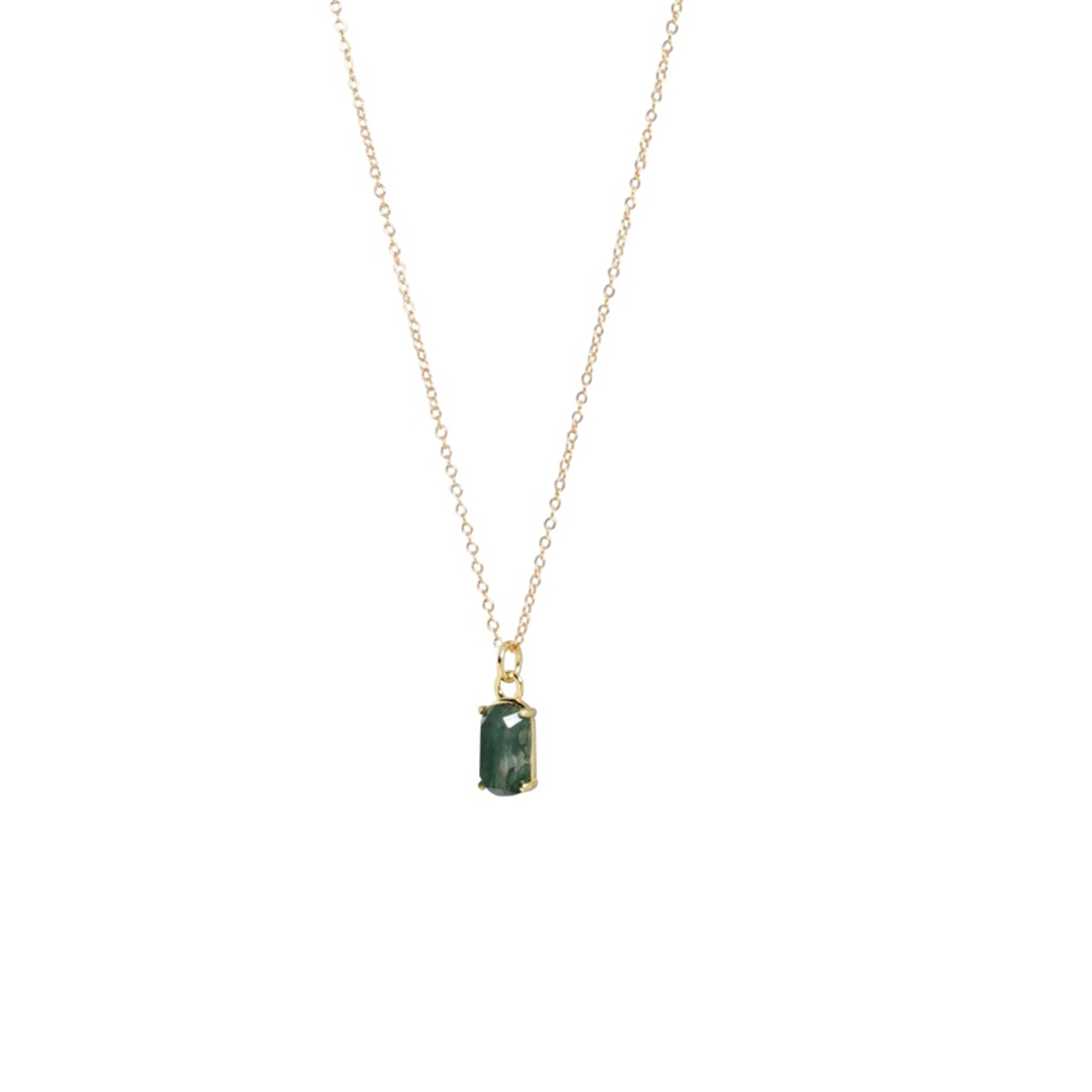 Moss Agate Necklace in Gold Filled