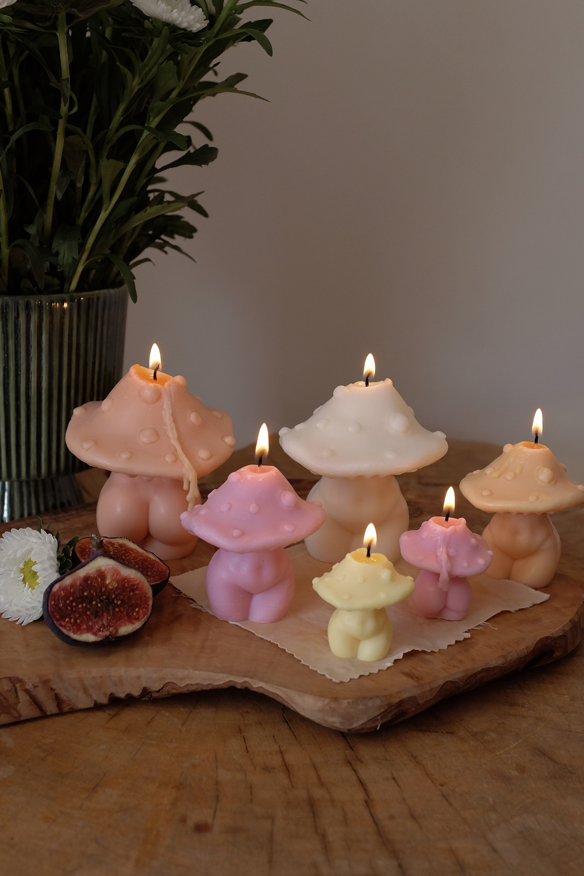 Goddess Mushroom Candles - Trio