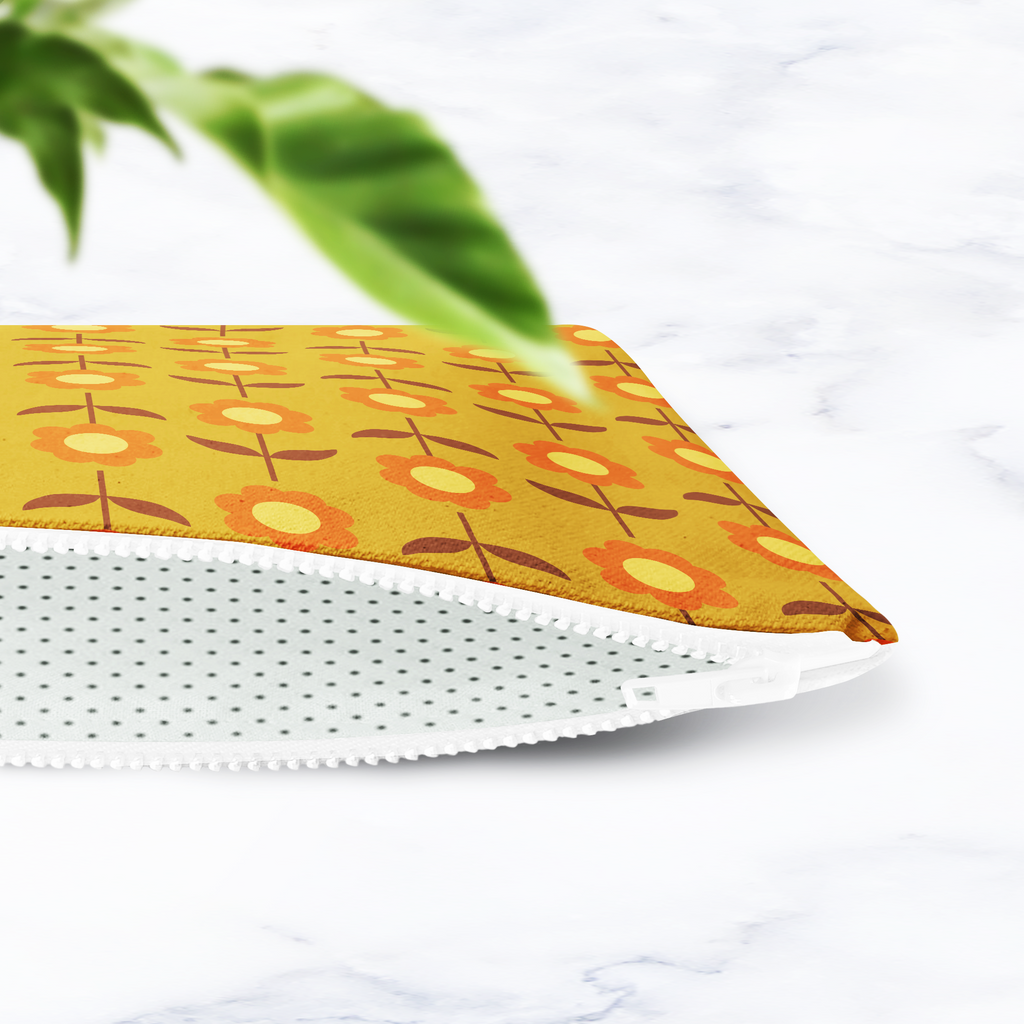 Retro Mustard Floral Make Up Bag