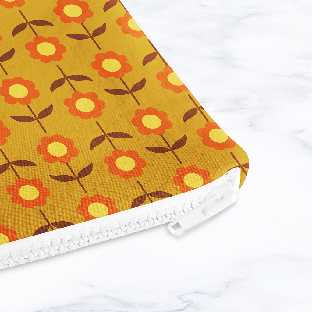 Retro Mustard Floral Make Up Bag