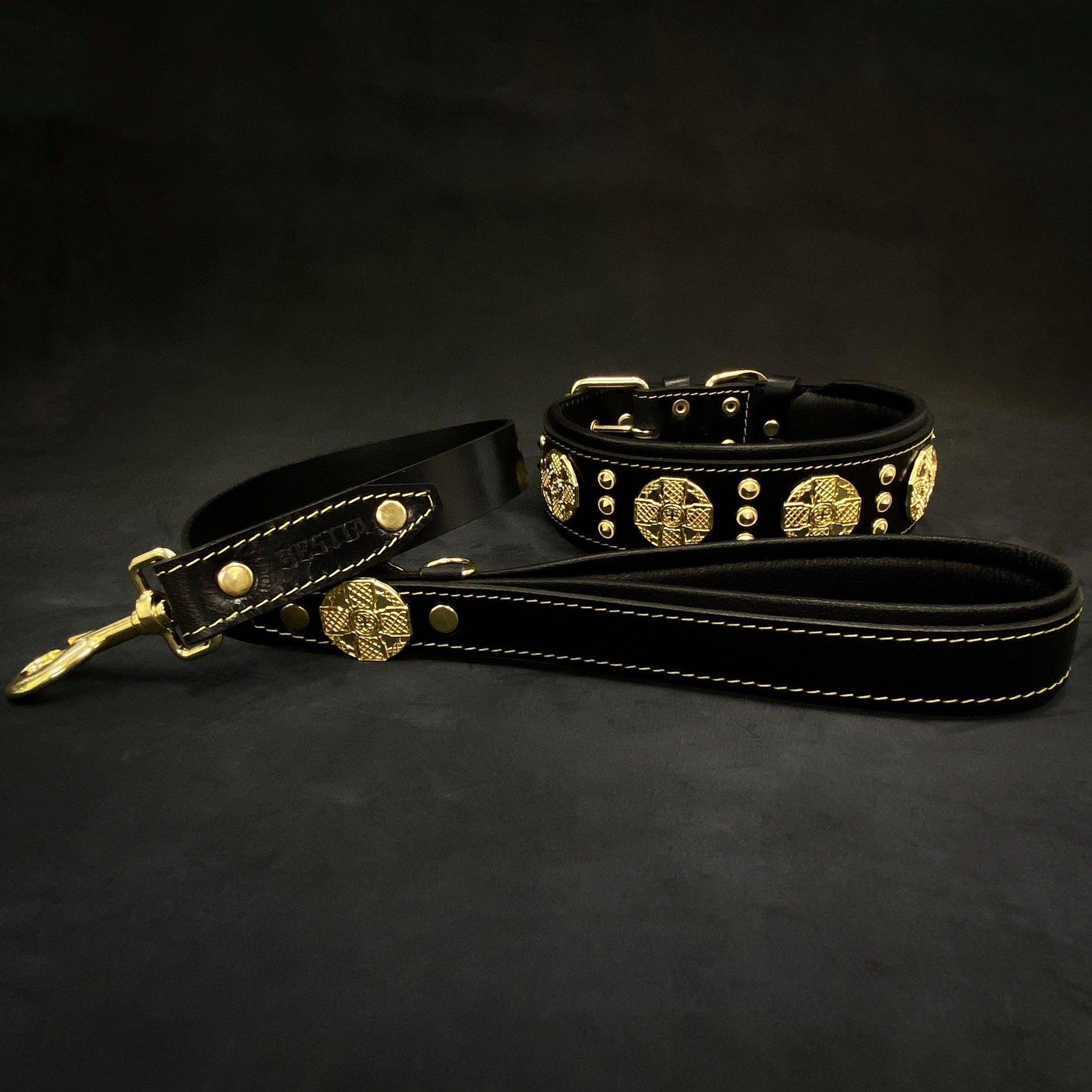 Maximus Collar 2.5 Inch Wide Black and Gold