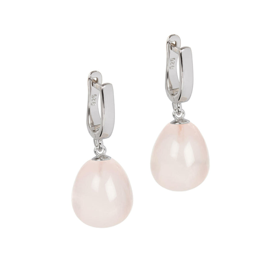 MyaMoon Teardrop Rose Quartz Earrings – Silver or Rose Gold by MyaMoon at www.brixbailey.com