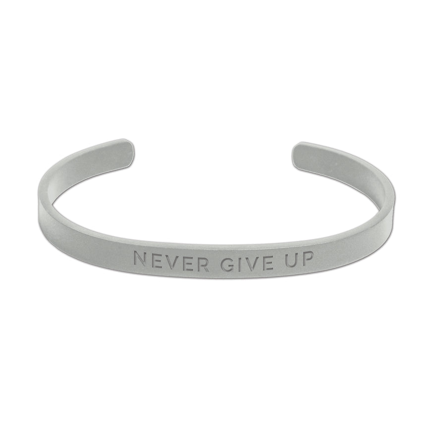 Never Give Up Men's Bracelet – Durable, Adjustable, Engraved by Olla at www.brixbailey.com