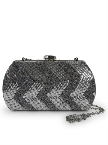 Shiny Silver Sequin Evening Bag – Glamorous Party Accessory by Nabo at www.brixbailey.com